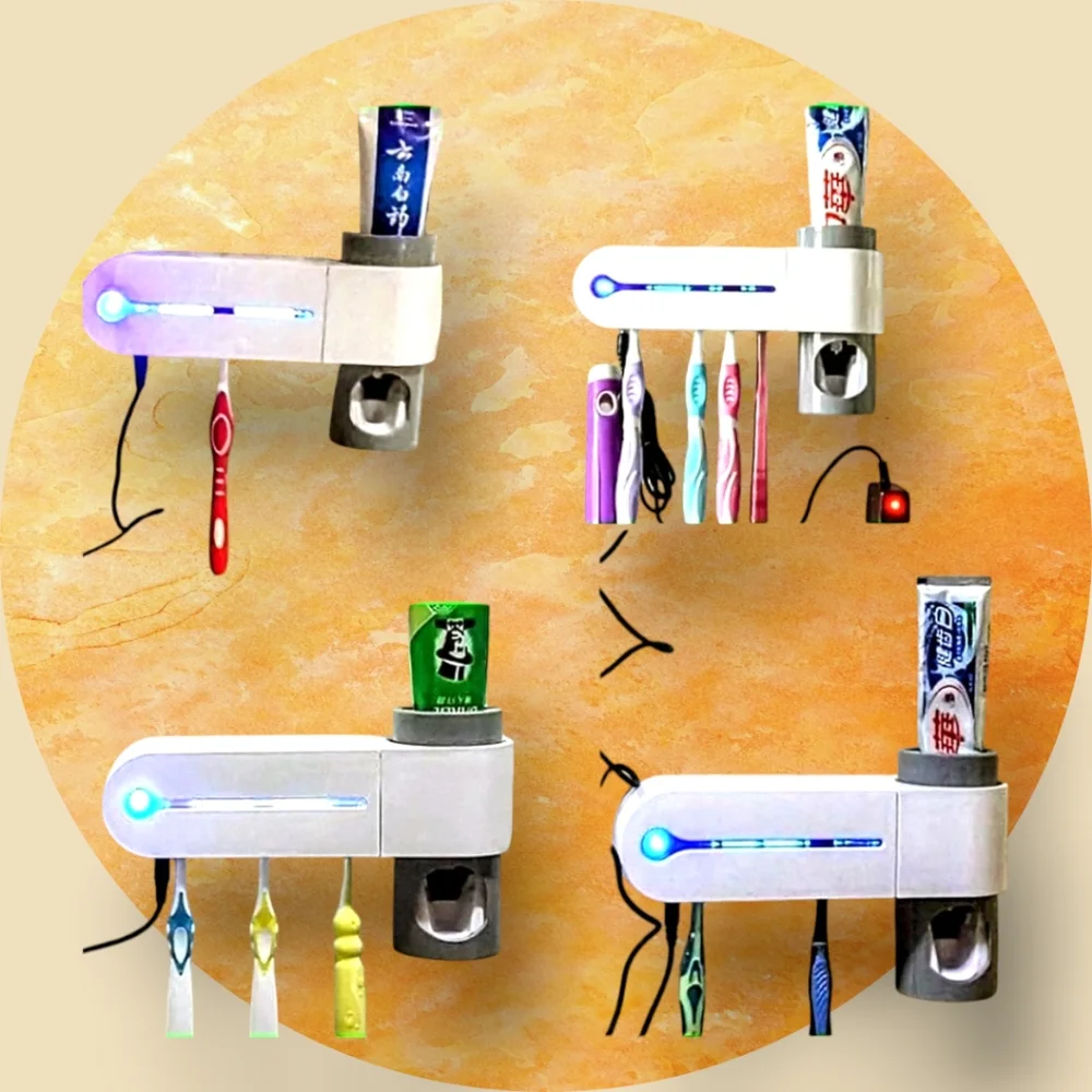NIB UV Light Sterilizer, Toothbrush Holder & Cleaner, Auto Toothpaste Dispenser